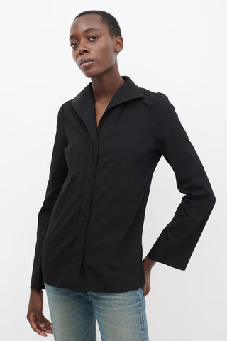 Balenciaga Black Cotton Flared Sleeve Shirt