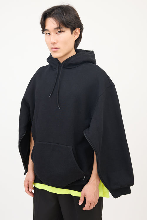 Balenciaga Black Cotton Side Zip Hoodie