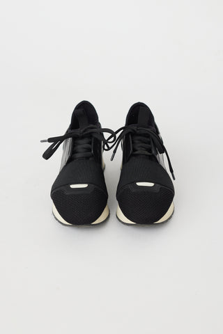 Balenciaga Black 
Cream Race Runner Sneaker