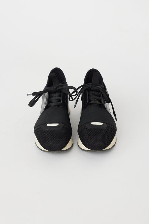 Balenciaga Black 
Cream Race Runner Sneaker