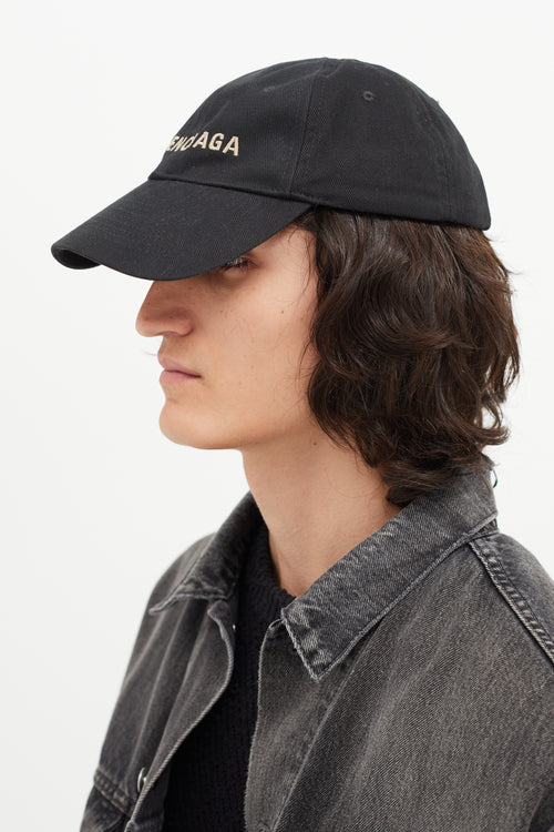 Balenciaga Black Embroidered Logo Hat