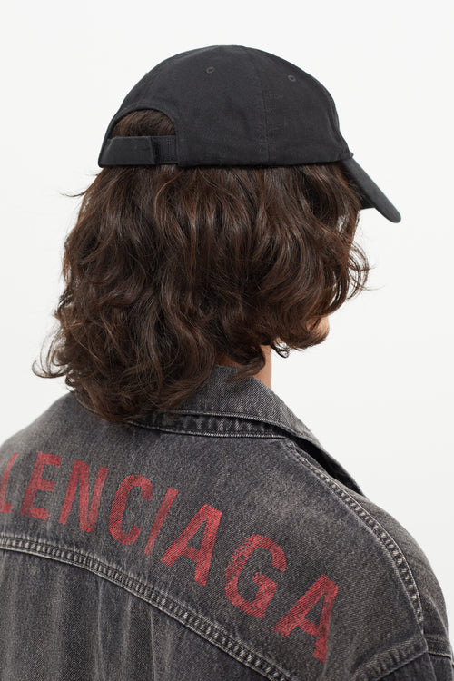 Balenciaga Black Embroidered Logo Hat