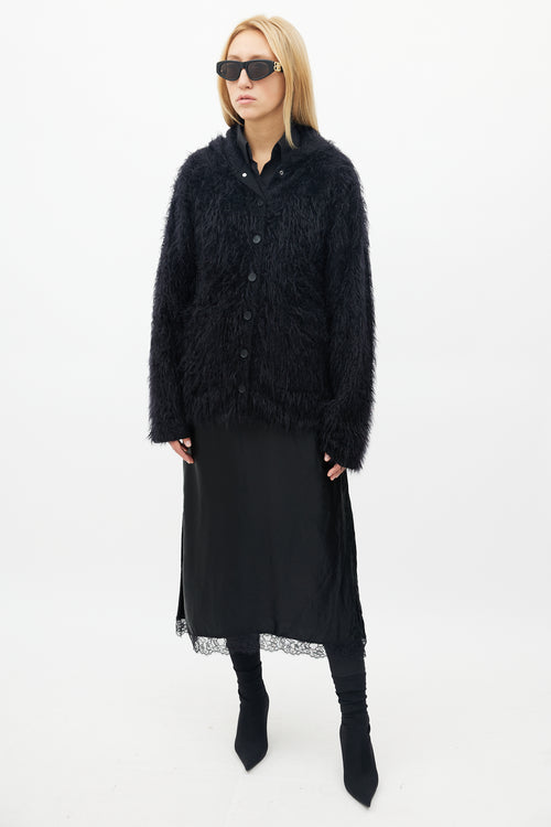 Balenciaga Black Fuzzy Hooded Sweater