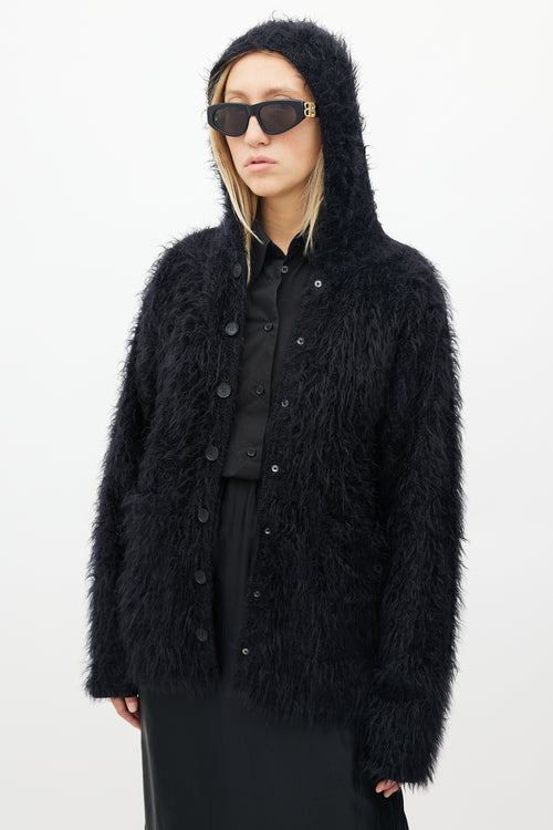 Balenciaga Black Fuzzy Hooded Sweater