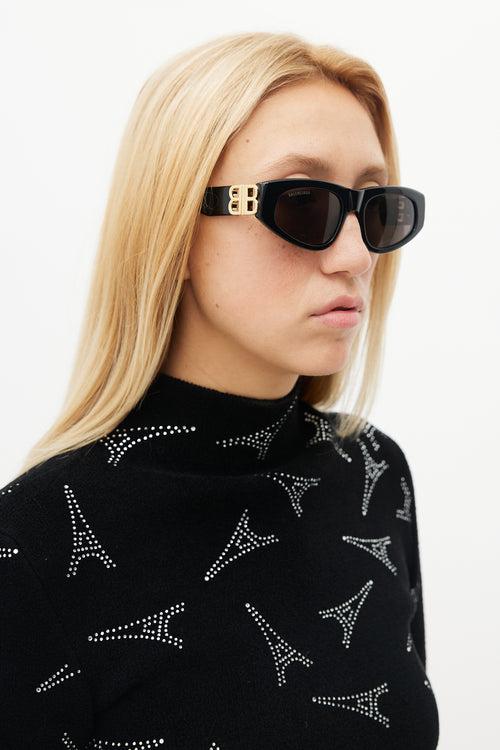 Balenciaga Black 
Gold BB0095S Sunglasses