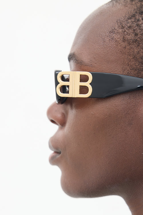 Balenciaga Black 
Gold BB096S Rectangular Sunglasses