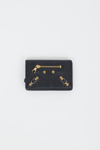 Balenciaga Black 
Gold City Moto Bifold Cardholder