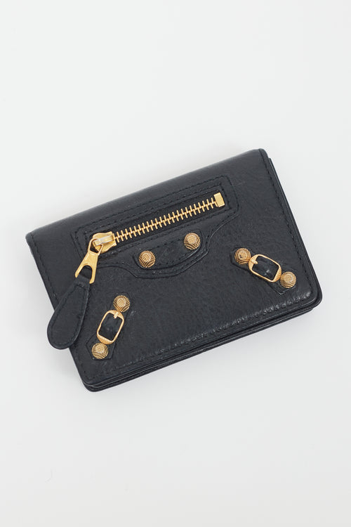 Balenciaga Black 
Gold City Moto Bifold Cardholder