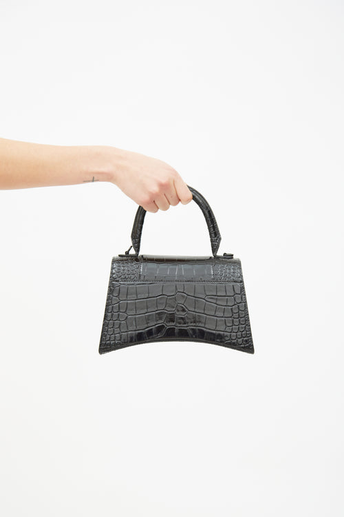 Balenciaga Black Hourglass Embossed Leather Bag