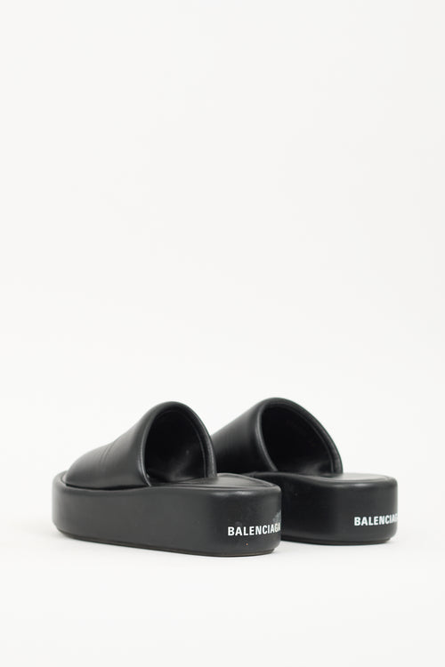 Balenciaga Black Leather Rise Platform Slide