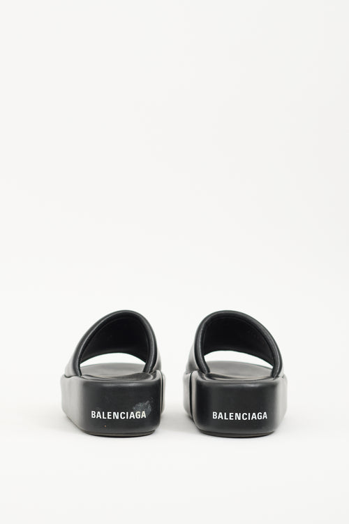 Balenciaga Black Leather Rise Platform Slide