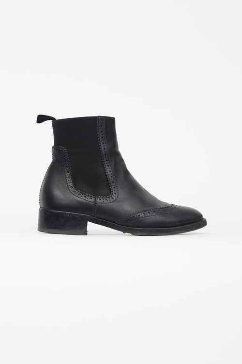 Balenciaga Black Leather Brogue Chelsea Boot