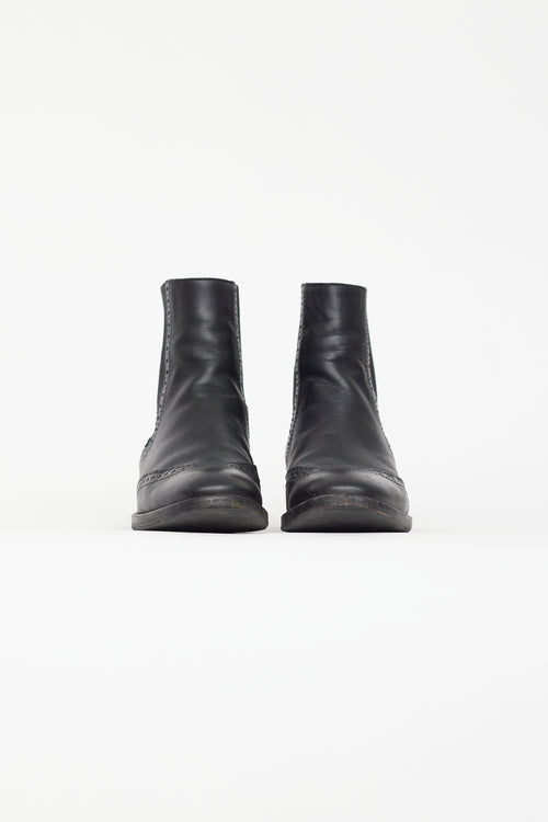 Balenciaga Black Leather Brogue Chelsea Boot