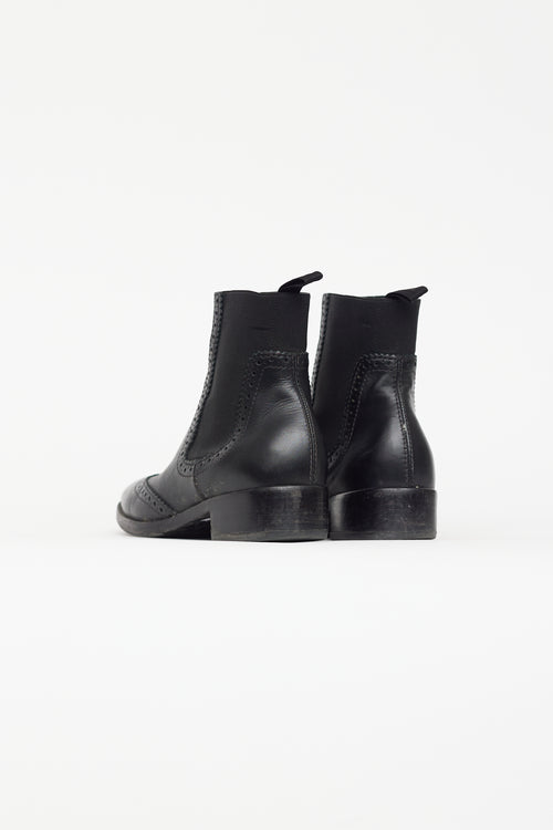 Balenciaga Black Leather Brogue Chelsea Boot