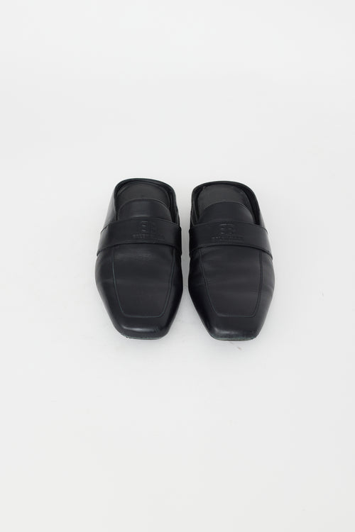 Balenciaga Black Leather City Sabot Mule