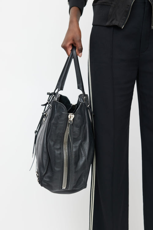 Balenciaga Black Leather A4 Papier Tote Bag