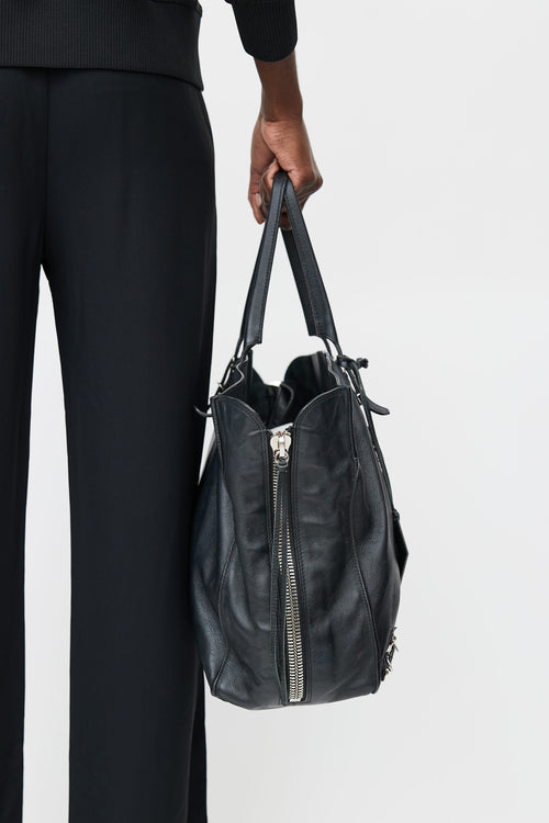 Balenciaga Black Leather A4 Papier Tote Bag