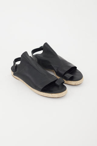 Balenciaga Black Leather Espadrille Sandal