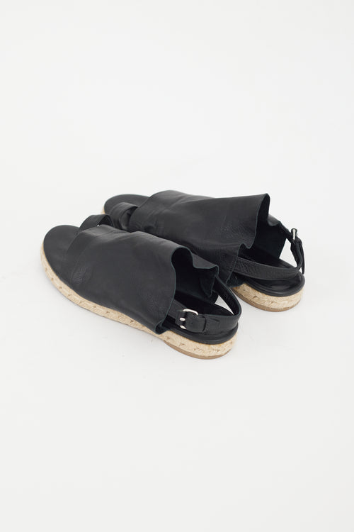 Balenciaga Black Leather Espadrille Sandal