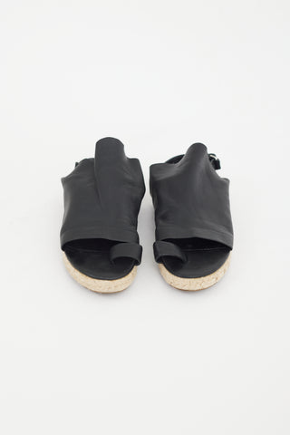 Balenciaga Black Leather Espadrille Sandal