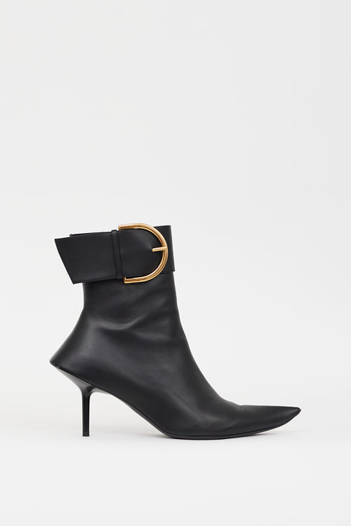 Balenciaga Black Leather Essex Bootie