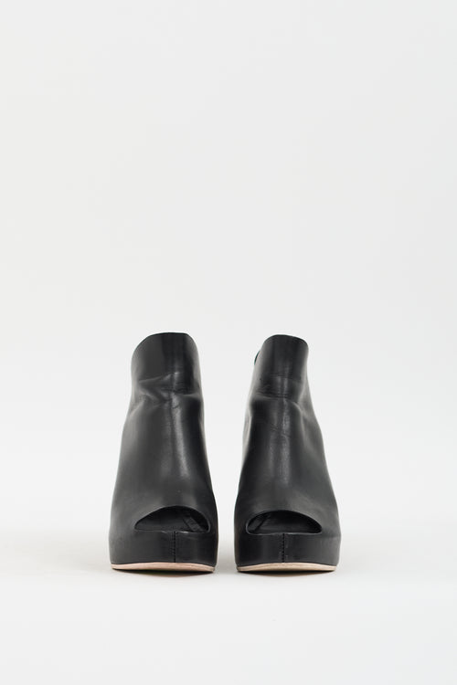 Balenciaga Black Leather Glove Slingback Heeled Mule