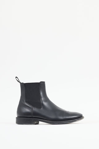 Balenciaga Black Leather Logo Chelsea Boot