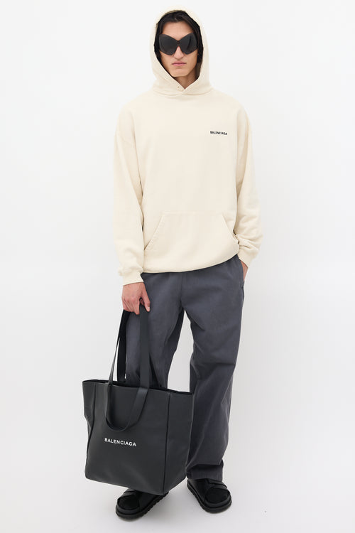 Balenciaga Black Leather Logo Tote Bag