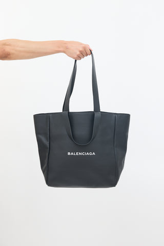 Balenciaga Black Leather Logo Tote Bag