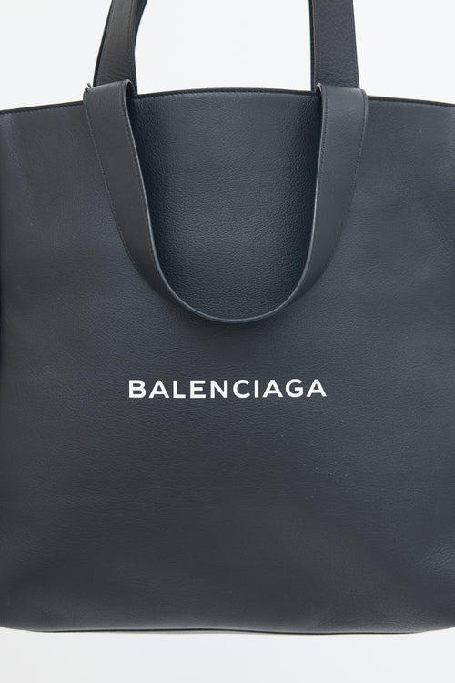 Balenciaga Black Leather Logo Tote Bag