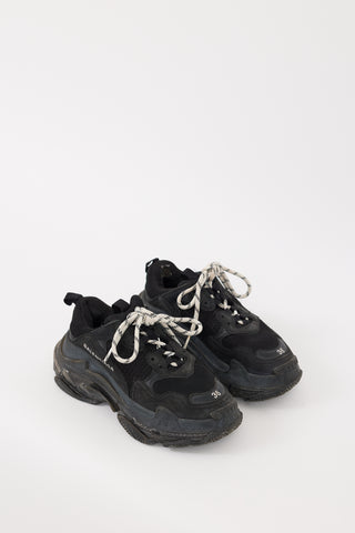 Balenciaga Black Leather 
Mesh Triple S Sneaker