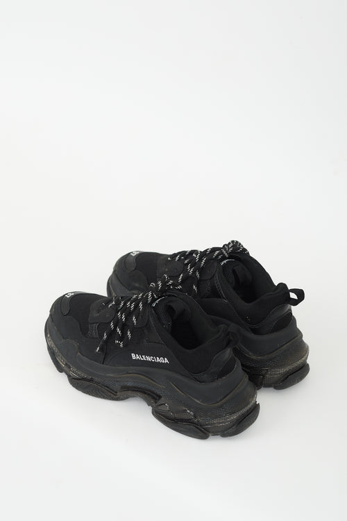 Balenciaga Black Leather 
Mesh Triple S Sneaker