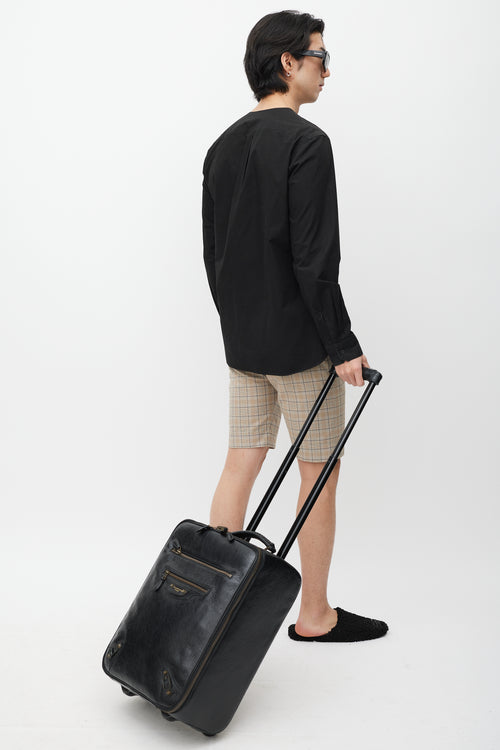 Balenciaga Black 
Gold Leather City Suitcase