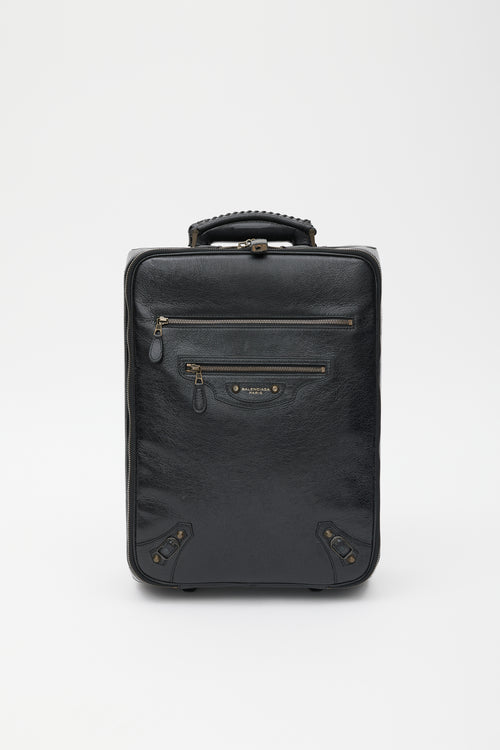 Balenciaga Black 
Gold Leather City Suitcase