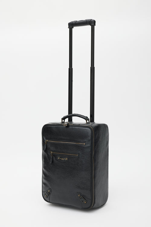 Balenciaga Black 
Gold Leather City Suitcase