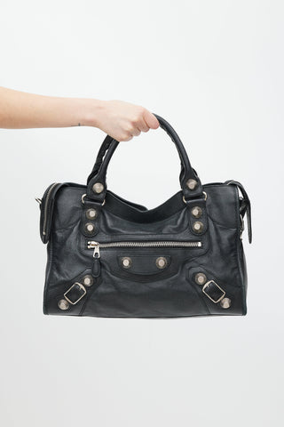 Balenciaga Black Leather Motocross City Bag