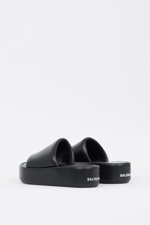 Balenciaga Black Rise Leather Platform Slide