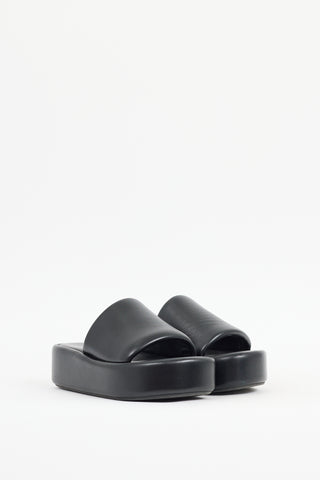 Balenciaga Black Leather Rise Platform Sandal