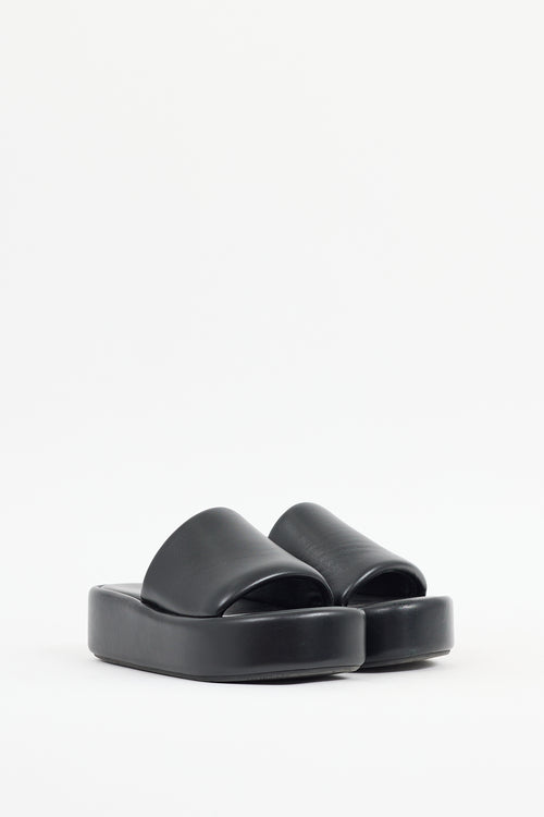 Balenciaga Black Leather Rise Platform Sandal