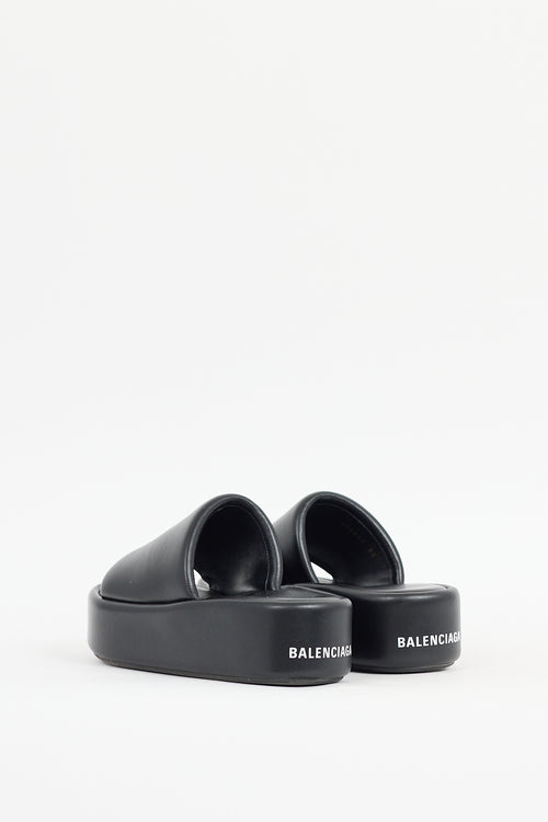 Balenciaga Black Leather Rise Platform Sandal