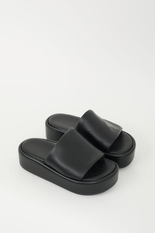 Balenciaga Black Leather Rise Platform Slide