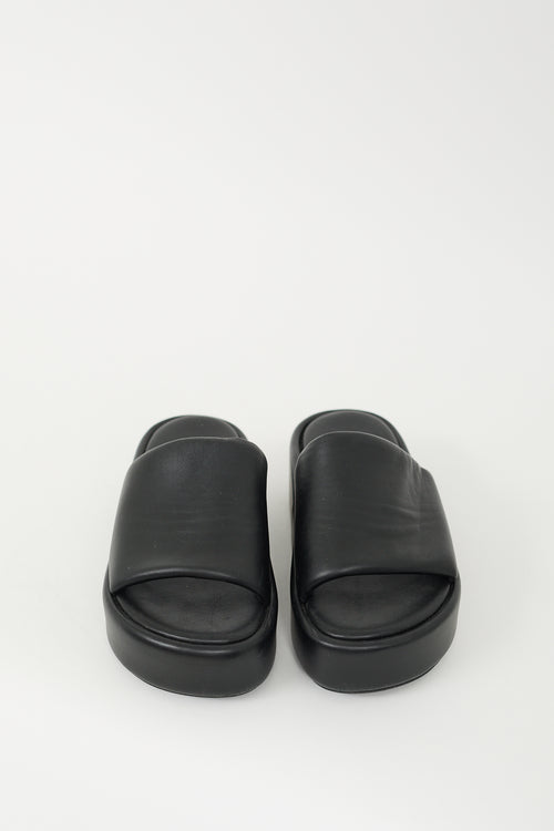 Balenciaga Black Leather Rise Platform Slide