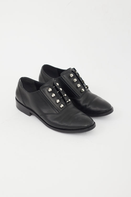 Balenciaga Black Leather Silver Hardware Oxford