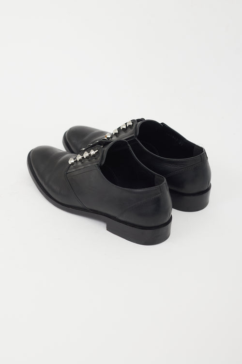 Balenciaga Black Leather Silver Hardware Oxford