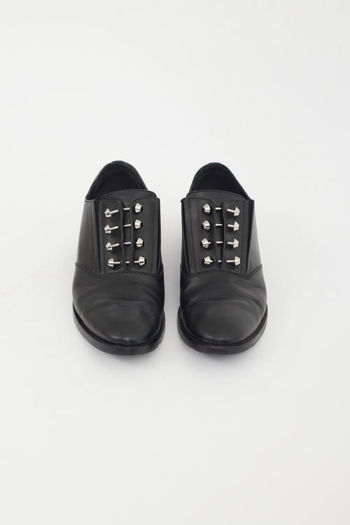 Balenciaga Black Leather Silver Hardware Oxford