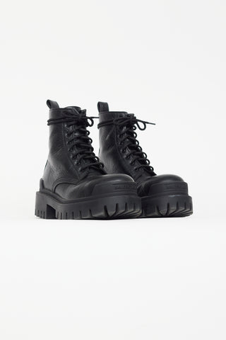 Balenciaga Black Leather Strike Boot