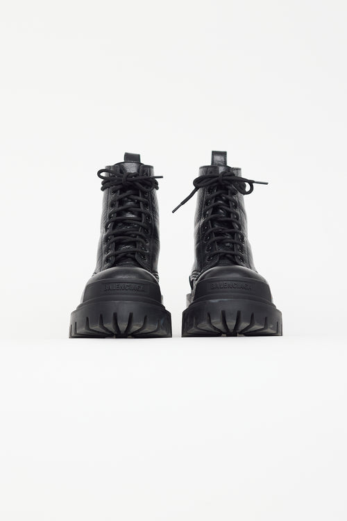 Balenciaga Black Leather Strike Boot