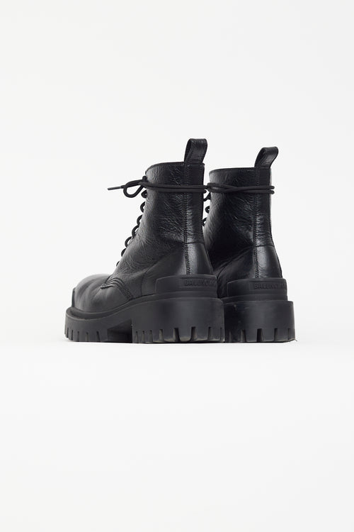 Balenciaga Black Leather Strike Boot