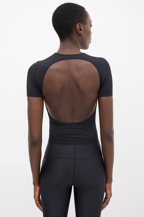 Balenciaga Black Logo Front Cutout Back Swimsuit