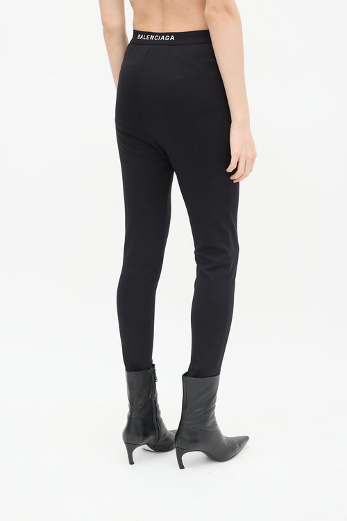 Balenciaga Black Logo Waistband Legging